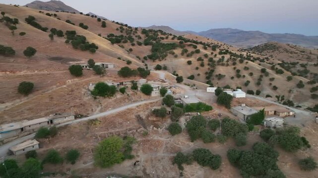 Aerial Footage of Mountains and Hills at Kurdistan Iraq. Drone's Footage from Medium High Altitude Captured on August 3rd, 2023.
