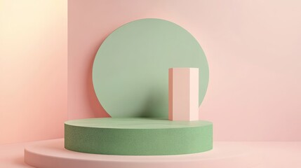 Minimalist 3D Display Podiums, Soft Pastel Colors