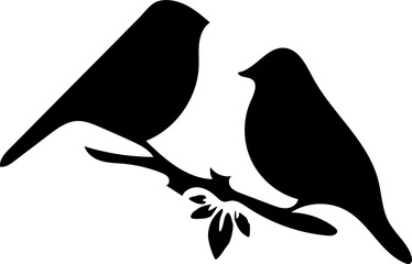 Birds on a tree branch Silhouette Vector