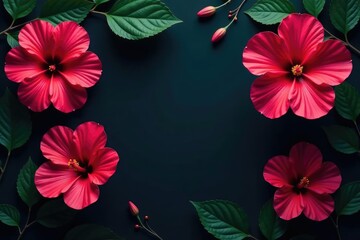 Obraz premium Bold hibiscus silhouettes, geometric arrangement, dark background , silhouette, art, vector