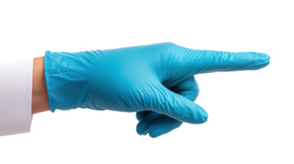 Doctor hand wearing gloves isolated on transparent background