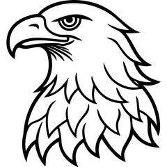 Obraz premium Eagle bird simple black line art image, Black bold outline vector icon, Bird vector illustration