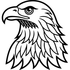 Eagle bird simple black line art image, Black bold outline vector icon, Bird vector illustration