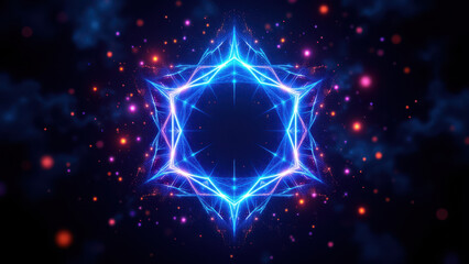Vibrant abstract depiction representing digital protection and cybersecurity in a cosmic theme.