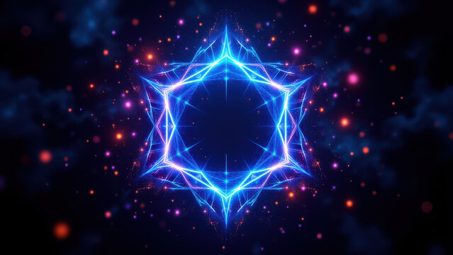 Vibrant abstract depiction representing digital protection and cybersecurity in a cosmic theme.