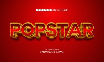 Editable Popstar text effect in shiny golden style