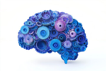 Cogitation Unveiled: Intricate gears coalesce to form the cerebral structure, an artistic representation of mind, cognition, and intelligence