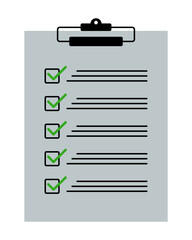 Obraz premium Minimalist checklist icon on clipboard with green ticks. Task completion, planning, productivity, organization, and to-do list concept for business, office, or education visuals.