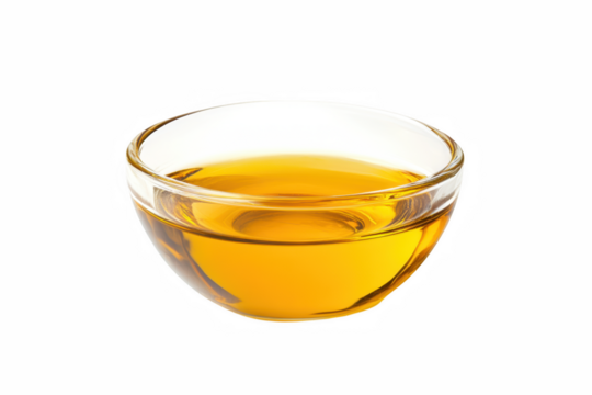 Golden oil in glass bowl culinary photography minimalist setup