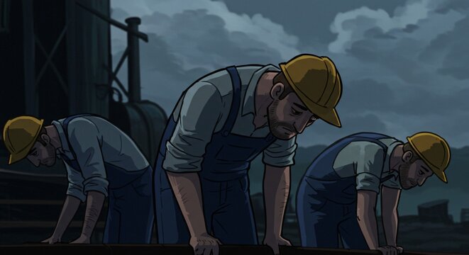 animation labor day event workers employees labors hard-work