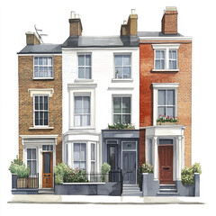 Naklejka premium Terraced houses with brick facades and charming details