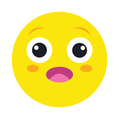Fototapeta premium cute surprised emoji face vector – bright yellow shocked emoticon illustration