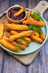 Mozzarella sticks Italian cheese breaded  oven baked  mozzarella sticks with   burger sauce ..Italian street food.