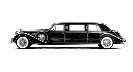 Obraz premium Drawing of a Classic Limousine Car with Vintage Design Elements