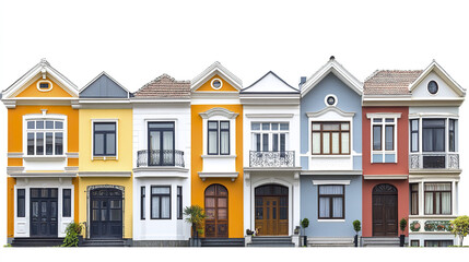 Fototapeta premium Colorful row of terrace houses with varied architectural styles