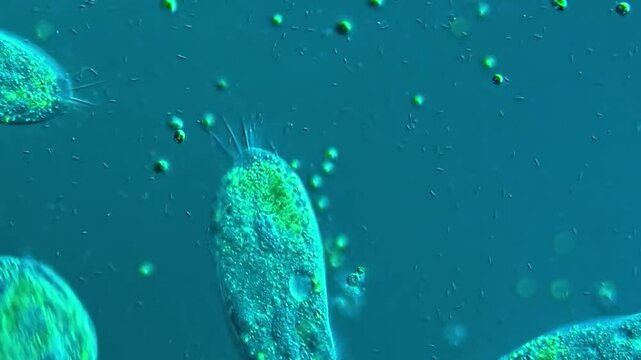 Paramecium under the microscope background