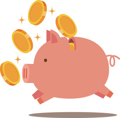 コインとブタの貯金箱