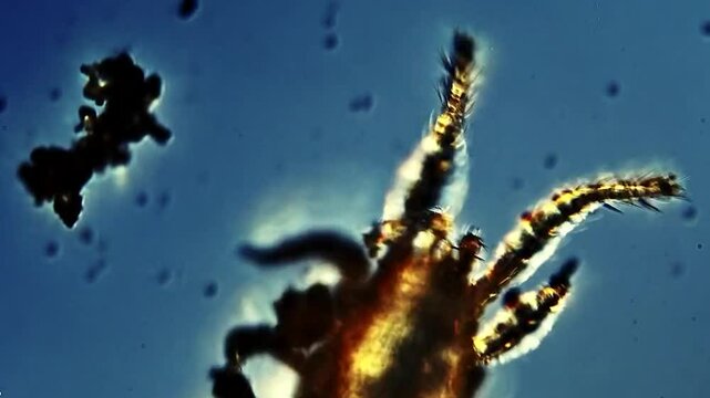 A tick under a microscope