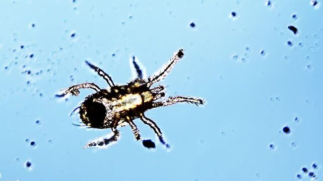 A tick under a microscope