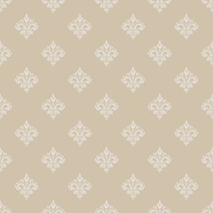Vector Elegant Brown Damask Seamless Floral Pattern Background for Classic Vintage Interior and Decorative Design.