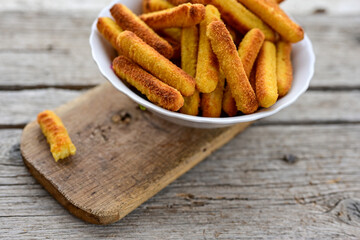 Mozzarella sticks Italian cheese breaded  oven baked  mozzarella sticks with   burger sauce ..Italian street food.