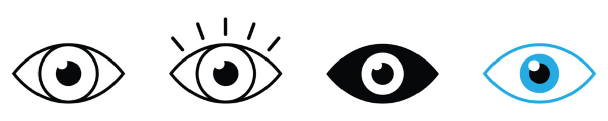 eye icon set. vision symbol. eyesight  healthcare and medical sign symbol. retina scan eye icons. vector illustration on transparent background.