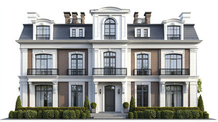 Fototapeta premium Elegant townhouse with classic architecture and large windows