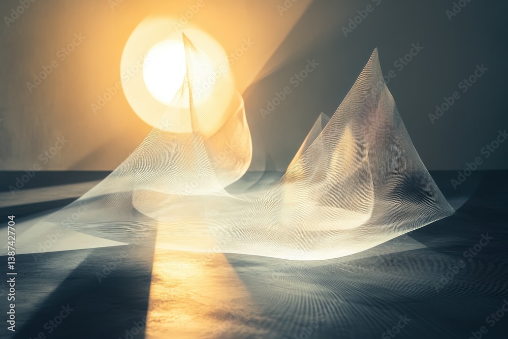 Poster abstract light interplay creates dynamic shapes and forms in a minimalist setting