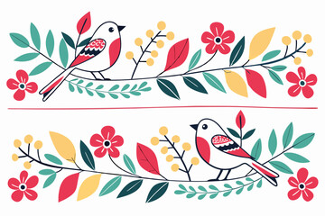 birds and flowers