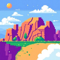 High-resolution stock photo professional quality pixel art, retro style, vibrant color palette, commercial application