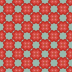 Vintage retro rose 70s modern geometric seamless pattern red  flowers texture background. Trendy blossom print.
