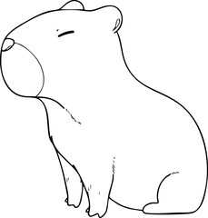 Outline Capybara hand drawn illustration