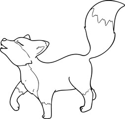 Fox hand drawn illustration in outline style