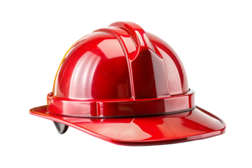 fireman helmet and hard safety red color on transparent background 