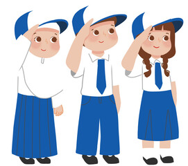 Student in the Indonesian flag ceremony