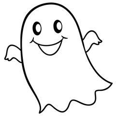 "Download a cute Happy Ghost vector for printables and digital designs, perfect for Halloween!"