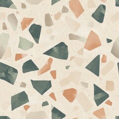 Modern Terrazzo Pattern with Green and Orange Tones for Stylish Interiors.