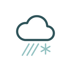 Raincloud with snow vector icon. Weather sign