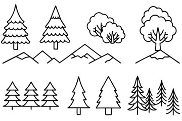 Forests Line Art Illustration Creative Design for Environmental Artwork  