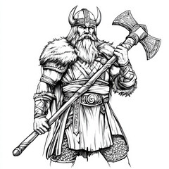 Obraz premium Viking warrior coloring page