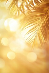 Golden Sunlit Palm Leaves with Soft Bokeh - Tranquil Nature Background.