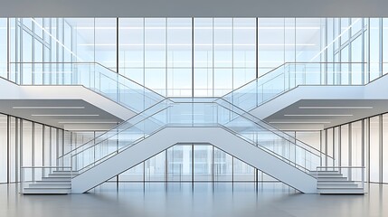 Fototapeta premium Modern glass staircase with office lobby.