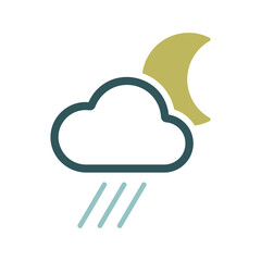 Raincloud with moon vector  icon. Weather sign