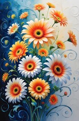 Cheerful Hand-Painted Flowers in Watercolor Style with Blooming Garden Feel Phone Background

