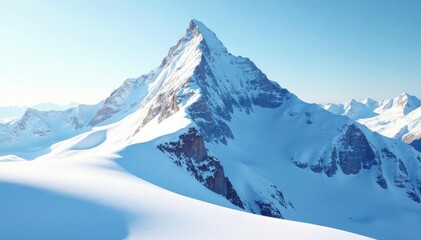 Obraz premium Snow-covered mountain peak, pristine white expanse, clouds, outdoor