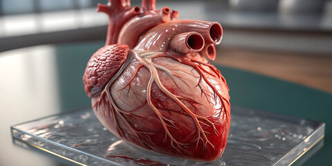 Human Heart on Table