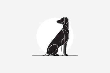 minimalist line art, elegant dog silhouette