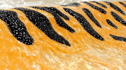 Tiger stripes with water texture, and closeup.