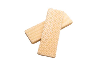 A wafer biscuit sticks isolated on a white background.