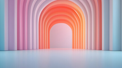 Fototapeta premium Abstract Pastel Gradient Archway with Vibrant Colors